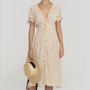 NWT Faithfull The Brand Sz L Billie Floral Midi Dress Dahlia Floral Print Boho